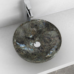 Shaela Celestia Blue Quartzite Vessel Sink, alternate countertop lifestyle angle