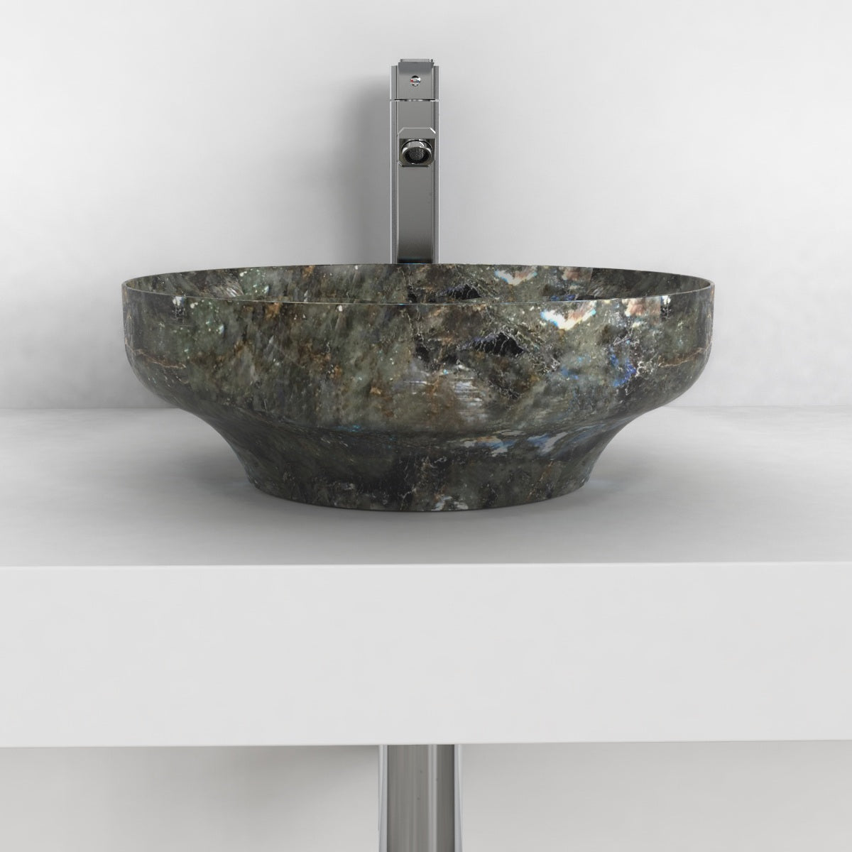 Shaela Celestia Blue Quartzite Vessel Sink, overall shape and side profile
