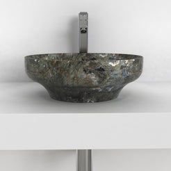Shaela Celestia Blue Quartzite Vessel Sink, overall shape and side profile