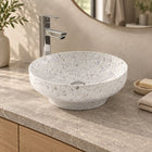 Shaela Color Terrazzo Vessel Sink — three-quarter bathroom lifestyle