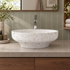 Shaela Color Terrazzo Vessel Sink — low frontal bathroom lifestyle