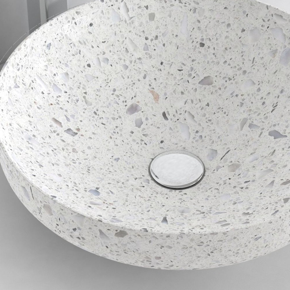 Shaela Color Terrazzo Vessel Sink, interior, material and drain area detail
