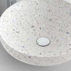 Shaela Color Terrazzo Vessel Sink, interior, material and drain area detail