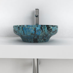 Shaela Danube Blue Quartzite Vessel Sink, overall shape and side profile
