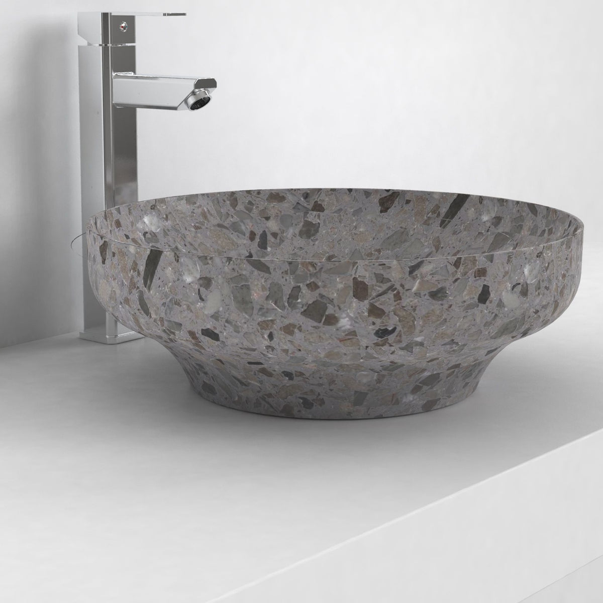 Shaela Dark Terrazzo Vessel Sink, alternate lifestyle view of the vessel