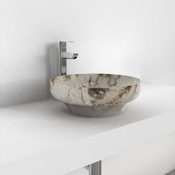 Shaela Pandora Blanc Quartzite Vessel Sink, countertop hero lifestyle view