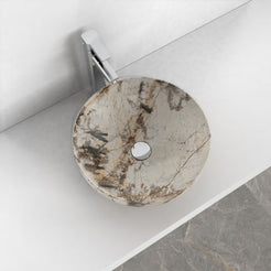Shaela Pandora Blanc Quartzite Vessel Sink, second countertop view showing the rim and bowl