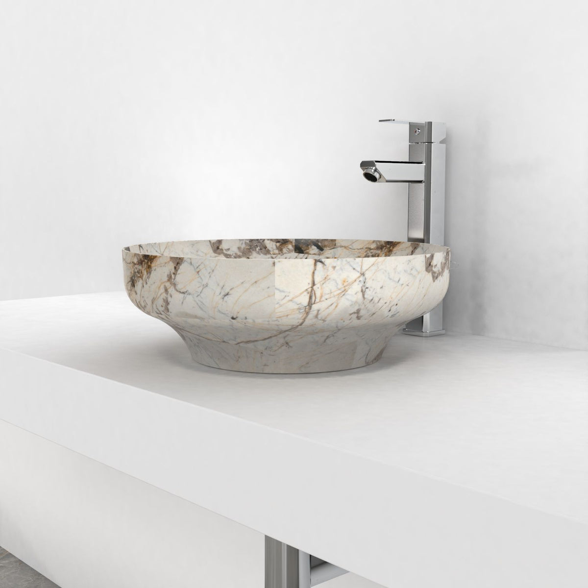 Shaela Pandora Blanc Quartzite Vessel Sink, alternate lifestyle view of the vessel
