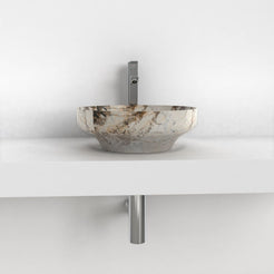 Shaela Pandora Blanc Quartzite Vessel Sink, overall bowl form and side profile