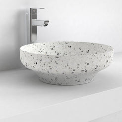 Shaela White Terrazzo Vessel Sink, alternate lifestyle view of the vessel