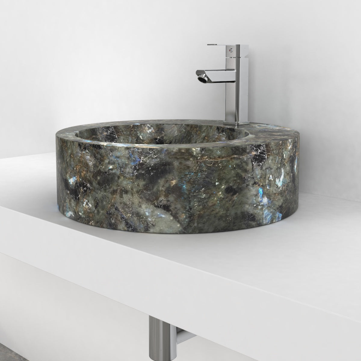 Shafia Celestia Blue Quartzite Vessel Sink, countertop hero lifestyle view