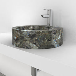Shafia Celestia Blue Quartzite Vessel Sink, countertop hero lifestyle view