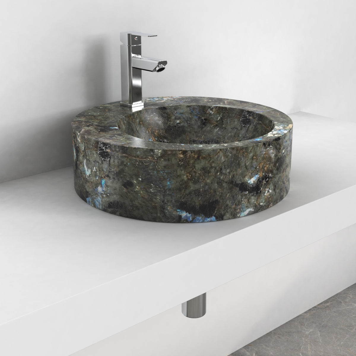 Shafia Celestia Blue Quartzite Vessel Sink, second countertop lifestyle setting