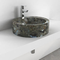 Shafia Celestia Blue Quartzite Vessel Sink, second countertop lifestyle setting