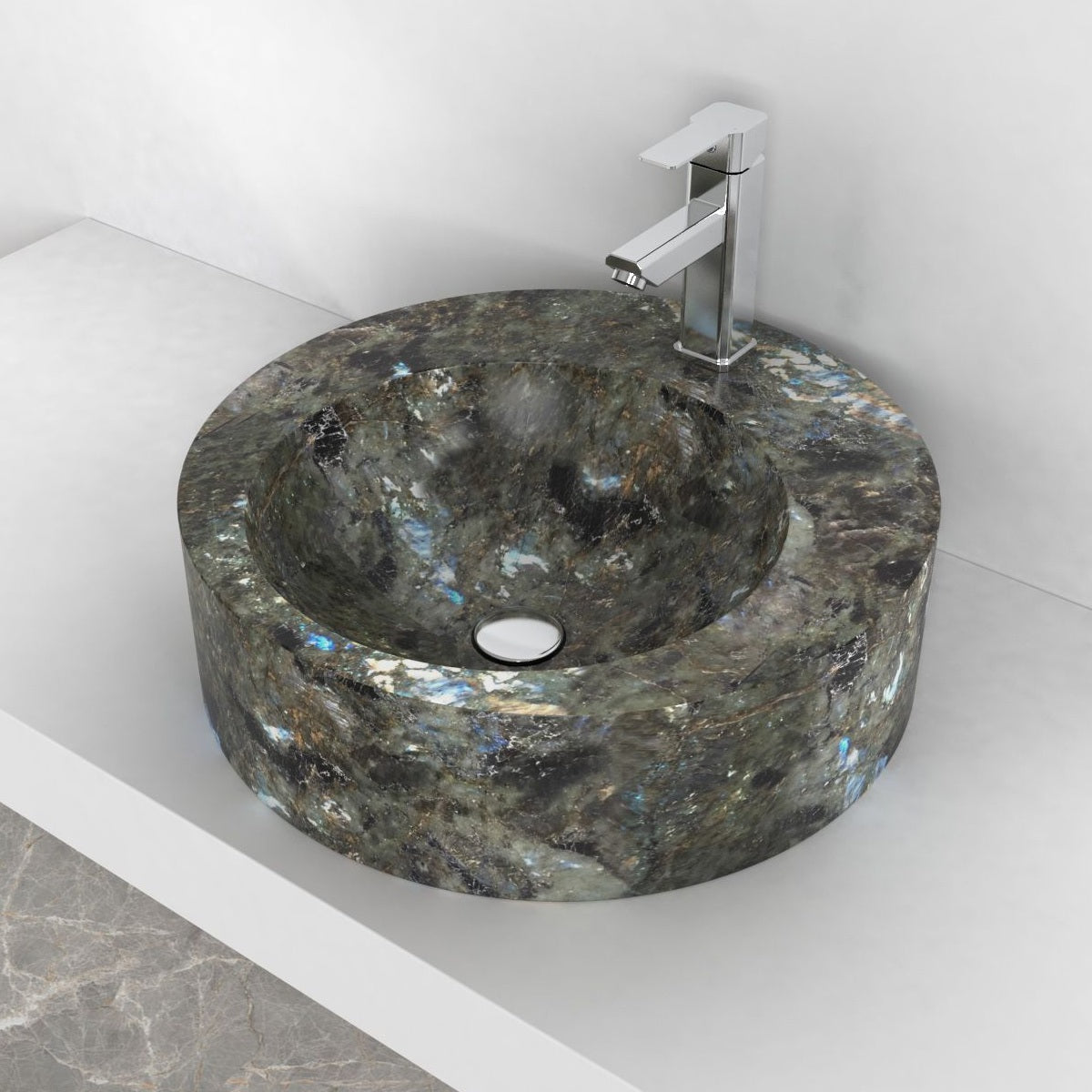 Shafia Celestia Blue Quartzite Vessel Sink, alternate countertop lifestyle angle
