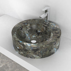 Shafia Celestia Blue Quartzite Vessel Sink, alternate countertop lifestyle angle