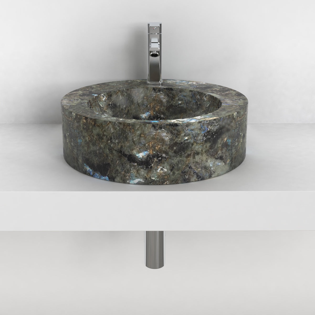 Shafia Celestia Blue Quartzite Vessel Sink, overall shape and side profile