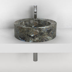 Shafia Celestia Blue Quartzite Vessel Sink, overall shape and side profile