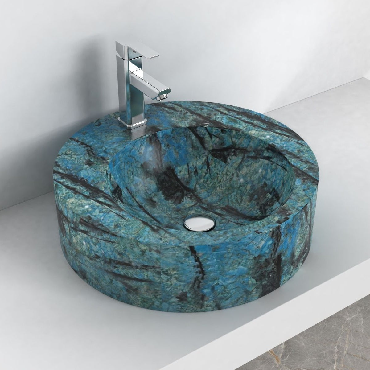 Shafia Danube Blue Quartzite Vessel Sink, alternate countertop lifestyle angle