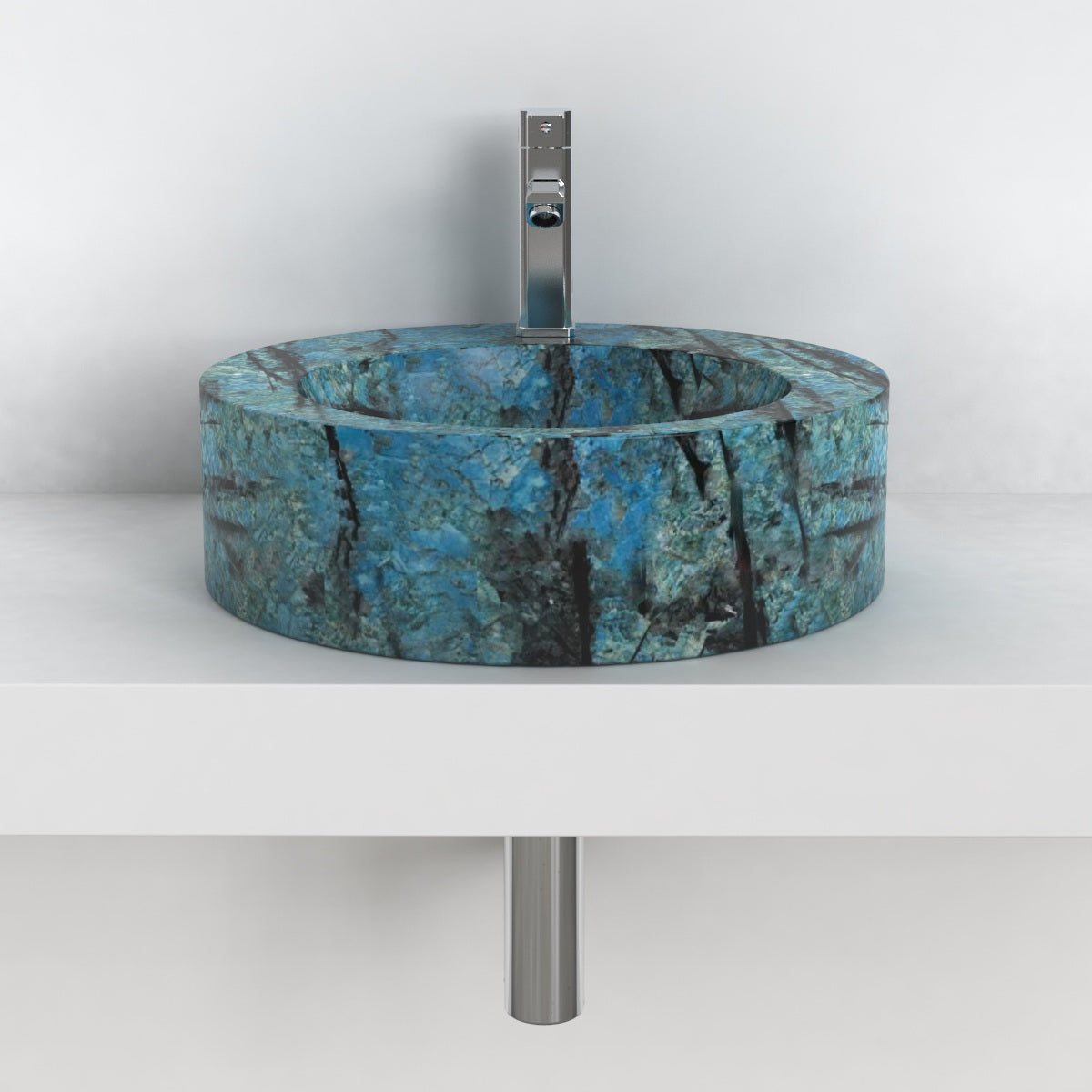 Shafia Danube Blue Quartzite Vessel Sink, overall shape and side profile