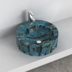 Shafia Danube Blue Quartzite Vessel Sink, interior, rim and material detail