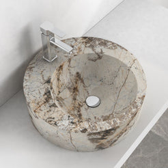 Shafia Pandora Blanc Quartzite Vessel Sink, alternate countertop lifestyle angle