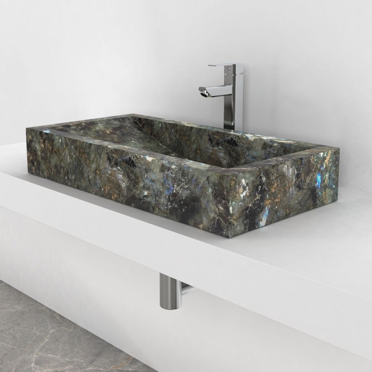 Shafira Celestia Blue Quartzite Vessel Sink, countertop hero lifestyle view