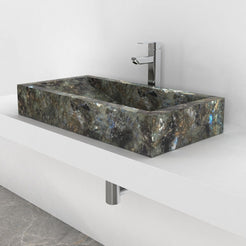 Shafira Celestia Blue Quartzite Vessel Sink, countertop hero lifestyle view