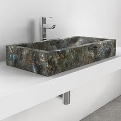 Shafira Celestia Blue Quartzite Vessel Sink, second countertop lifestyle setting