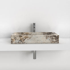 Shafira Pandora Blanc Quartzite Vessel Sink, overall shape and side profile