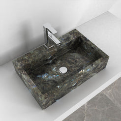 Shafna Celestia Blue Quartzite Vessel Sink, alternate countertop lifestyle angle