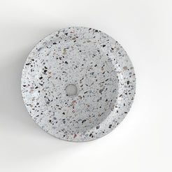 Shahrin Sky Terrazzo Vessel Sink, interior, rim and material detail
