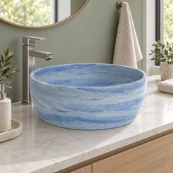 Shaia Azura Blue Quartzite Vessel Sink — opposite-side bathroom lifestyle