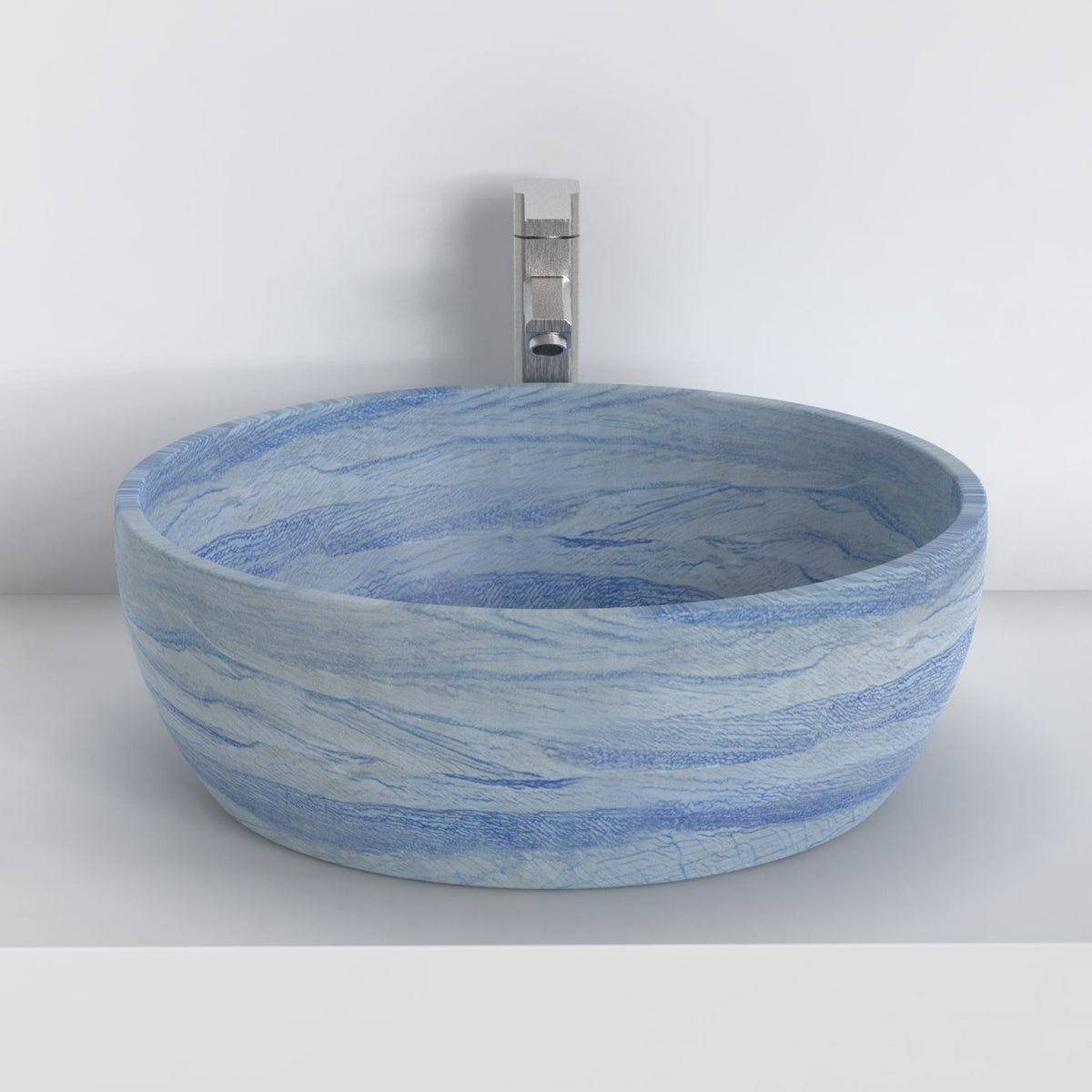 Shaia Azura Blue Quartzite Vessel Sink, alternate countertop lifestyle angle