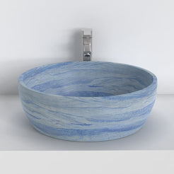Shaia Azura Blue Quartzite Vessel Sink, alternate countertop lifestyle angle