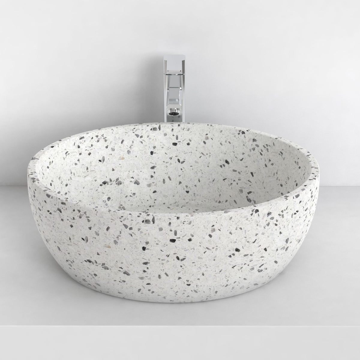 Shaia White Terrazzo Vessel Sink, alternate lifestyle view of the vessel