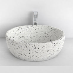 Shaia White Terrazzo Vessel Sink, alternate lifestyle view of the vessel