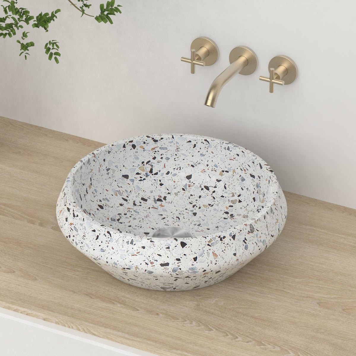 Shaiba Sky Terrazzo Vessel Sink, countertop hero lifestyle view