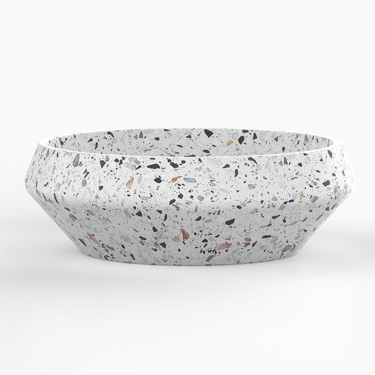 Shaiba Sky Terrazzo Vessel Sink, overall vessel form and side profile