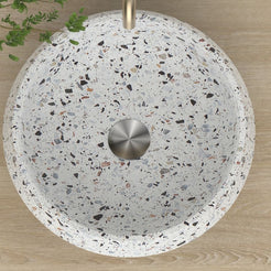 Shaiba Sky Terrazzo Vessel Sink, interior, material and drain area detail