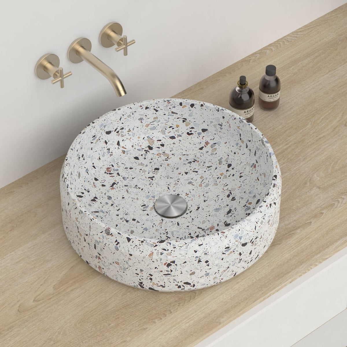 Shaila Sky Terrazzo Vessel Sink, countertop hero lifestyle view