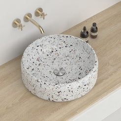 Shaila Sky Terrazzo Vessel Sink, countertop hero lifestyle view