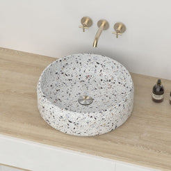Shaila Sky Terrazzo Vessel Sink, second countertop view of the bowl and rim