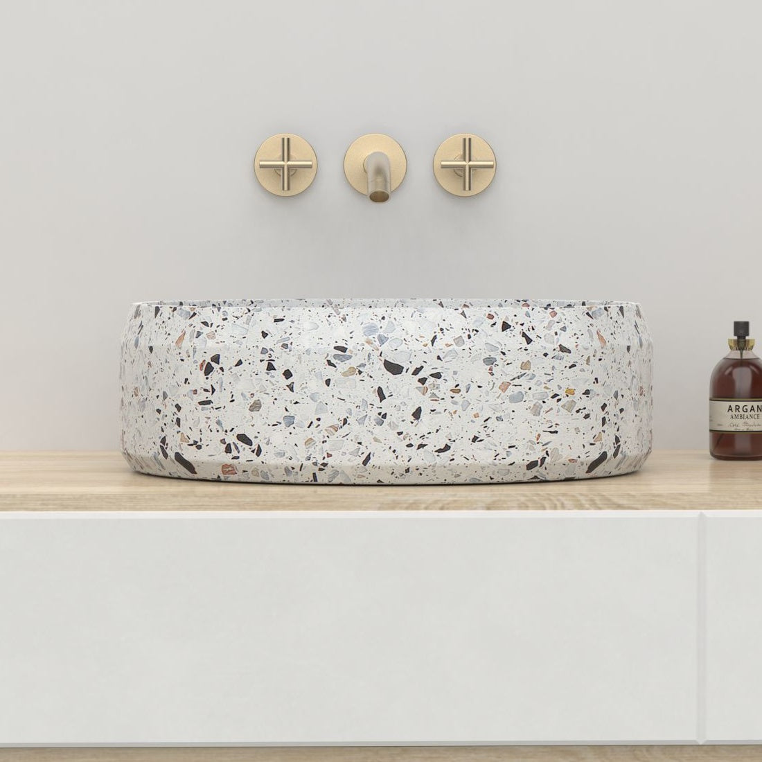 Shaila Sky Terrazzo Vessel Sink, alternate bathroom lifestyle setting