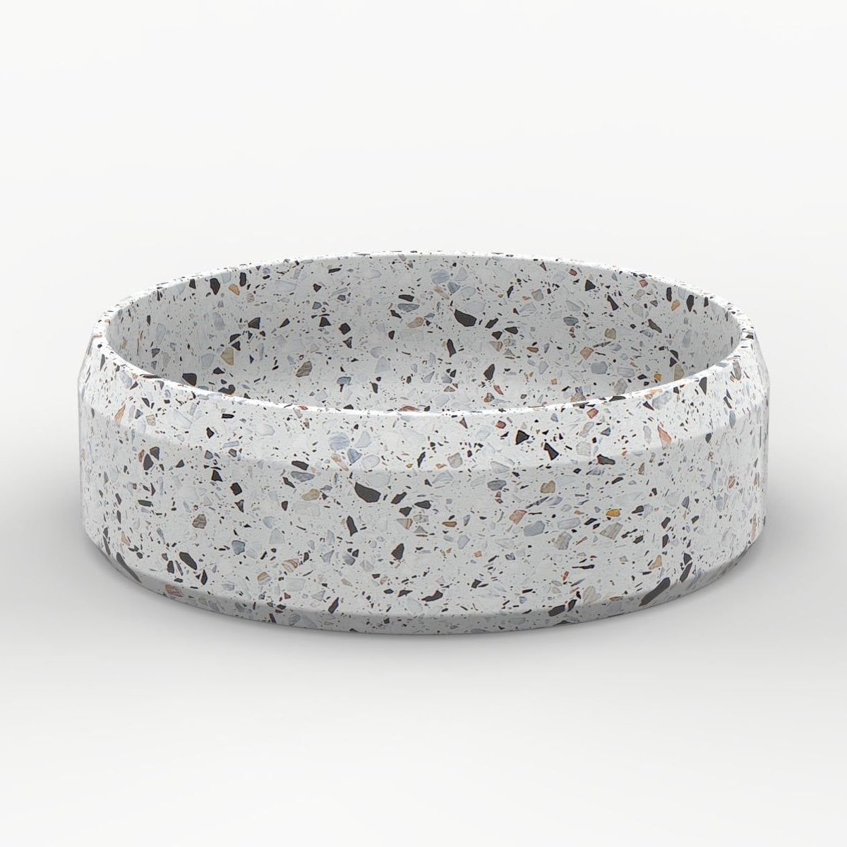 Shaila Sky Terrazzo Vessel Sink, overall vessel form and side profile