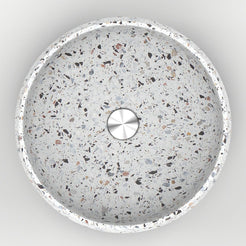 Shaila Sky Terrazzo Vessel Sink, interior, material and drain area detail
