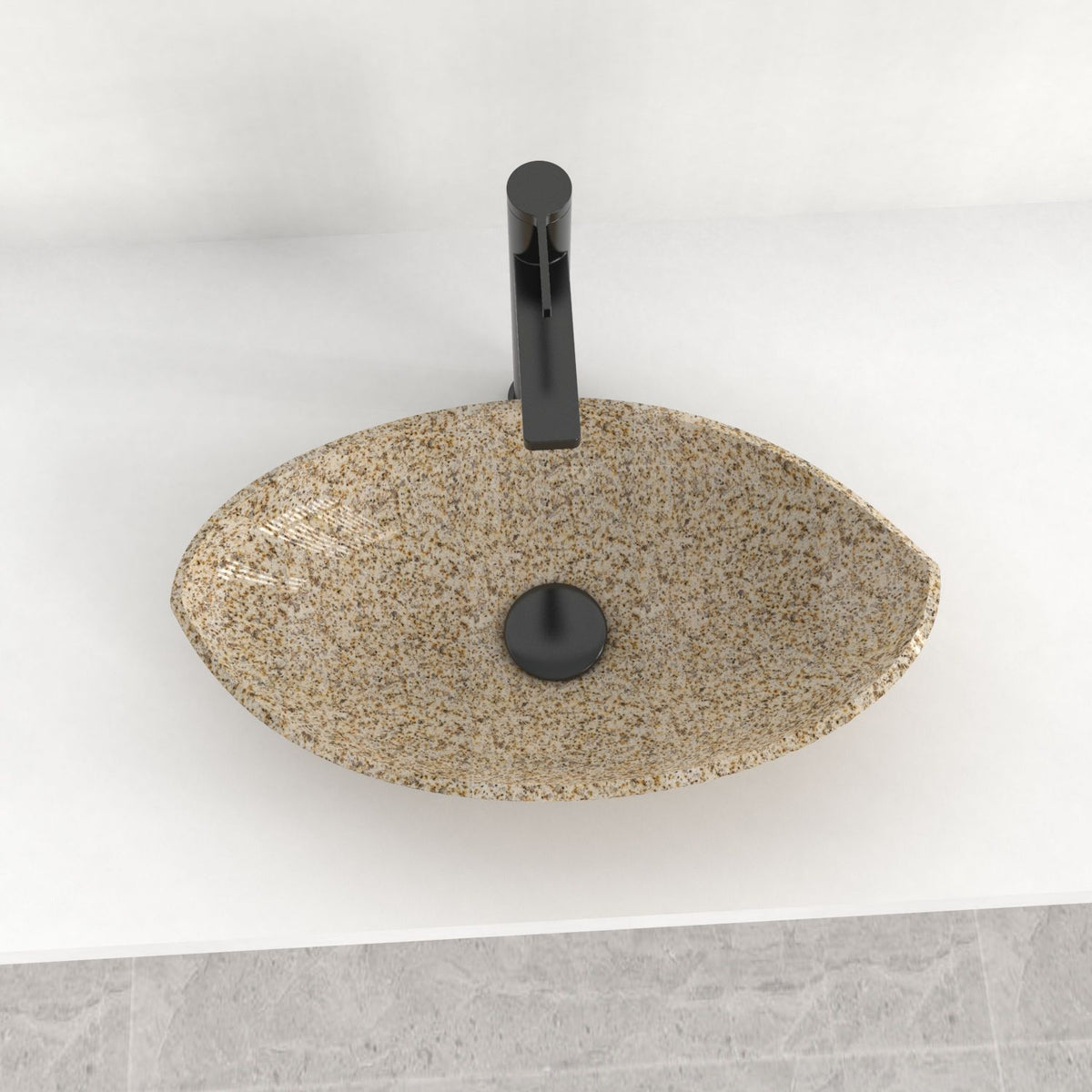 Sikota Sicilia Stone Vessel Sink, second countertop view of the bowl and rim