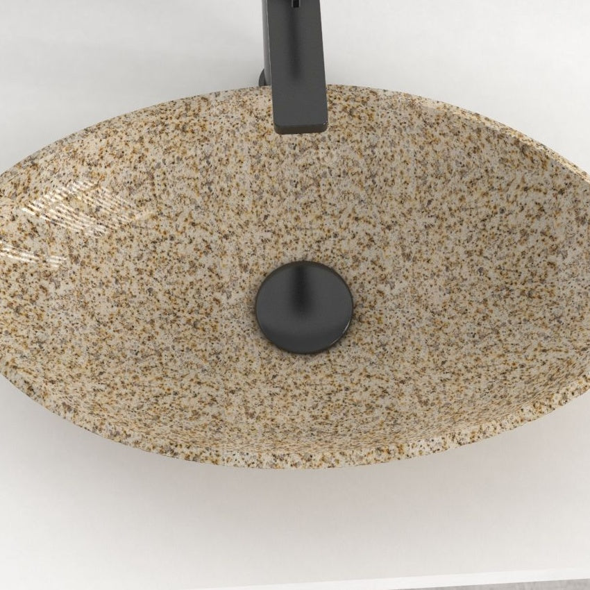 Sikota Sicilia Stone Vessel Sink, interior, material and drain area detail