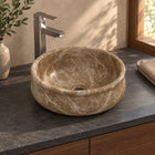 Silafi Maricca Marble Vessel Sink, countertop hero lifestyle view
