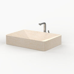 Silwa Crema Marble Vessel Sink, overall shape and side profile